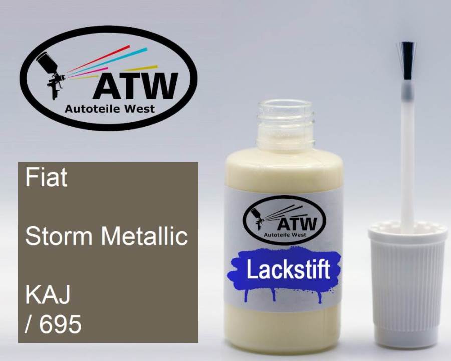 Fiat, Storm Metallic, KAJ / 695: 20ml Lackstift, von ATW Autoteile West.